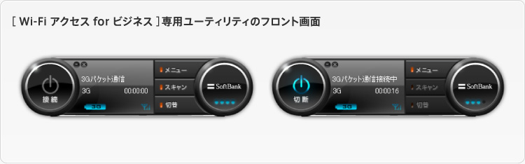 写真：［ Wi-Fi アクセス for ビジネス ］専用ユーティリティのフロント画面